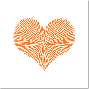 Turing Pattern Sunburst Love Heart (Orange) Posters and Art